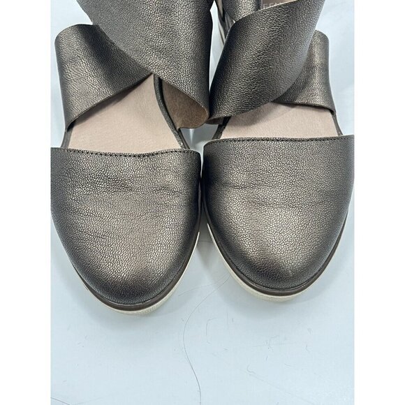 Eileen Fisher Sport Gold Brown Metallic Leather Suede Flats Sz 6.5 - Picture 7 of 9